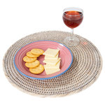 Artifacts Trading Company - Artifacts Rattan Round Placemat, White Wash, Medium - Our handwoven rattan round placemats offer a great way to both decorate and protect your table.