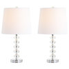 Kevin Glass and Metal LED Table Lamp, Clear and Chrome, Set of 2, 22"