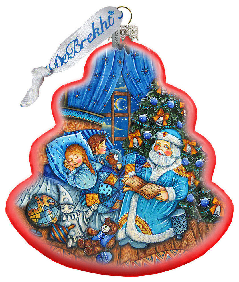 Hand Painted Glass Scenic Ornament, Christmas Night Wreath ...