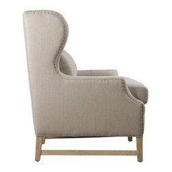 Amelie Wing Arm Chair-Beige - Armchairs And Accent Chairs