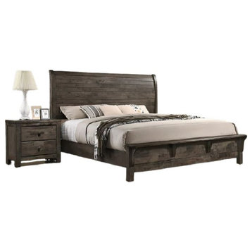 Houston 5 Piece Queen Size Bedroom set, Cottage Style Woody Finish