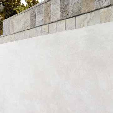 Silver Travertine Pool Coping, Tile and Spa Remodel