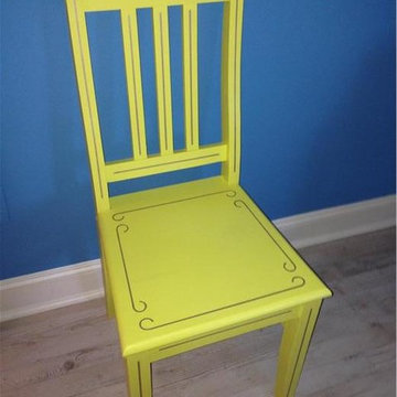 Painted Chair in Yellowcake with Graphic Detailing