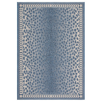 Courtyard Cy6100-25812 Animal Print Image Rug, Navy and Beige, 6'7"x6'7" Square