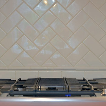 Classic White Herringbone Backsplash