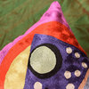 Kandinsky Abstract II Navy Purple Accent Pillow Cover Handmade Art Silk 18x18"