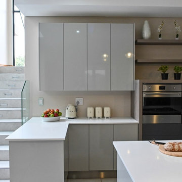 Modern High Gloss Grey toned Streamlined Kitchen