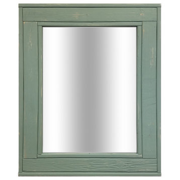 Herringbone Vanity Mirror, Avocado Green, 36"x30", Non-Distressed, Heavy Duty Sa