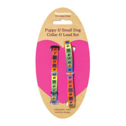 Rosewood Bright Multi Paws Puppy Collar & Lead Set - Dog Toys