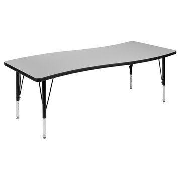 26"W x 60"L Rectangular Activity Table - Height Adj. Short Legs, Grey