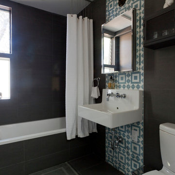 cement in the spotlight at relaxed remodeled chandler farms residence in topanga