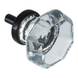 CKP - CKP Elegance Knob, Clear Glass, Black Base - Cabinet And Drawer Knobs