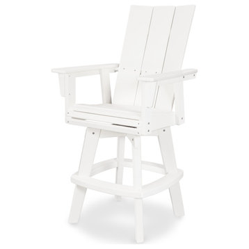POLYWOOD Modern Adirondack Swivel Bar Chair, White