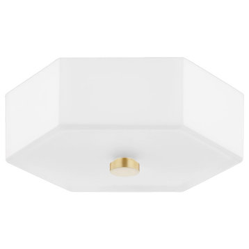 Lizzie 2-Light LED Flush Mount Aged Brass/Polished Nickel Etched/White Glass