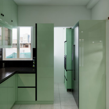 High-Gloss Mint Green Kitchen Design