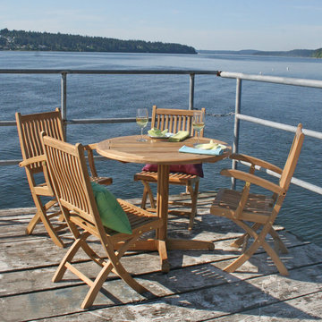 Teak Folding Chair and Bistro Table