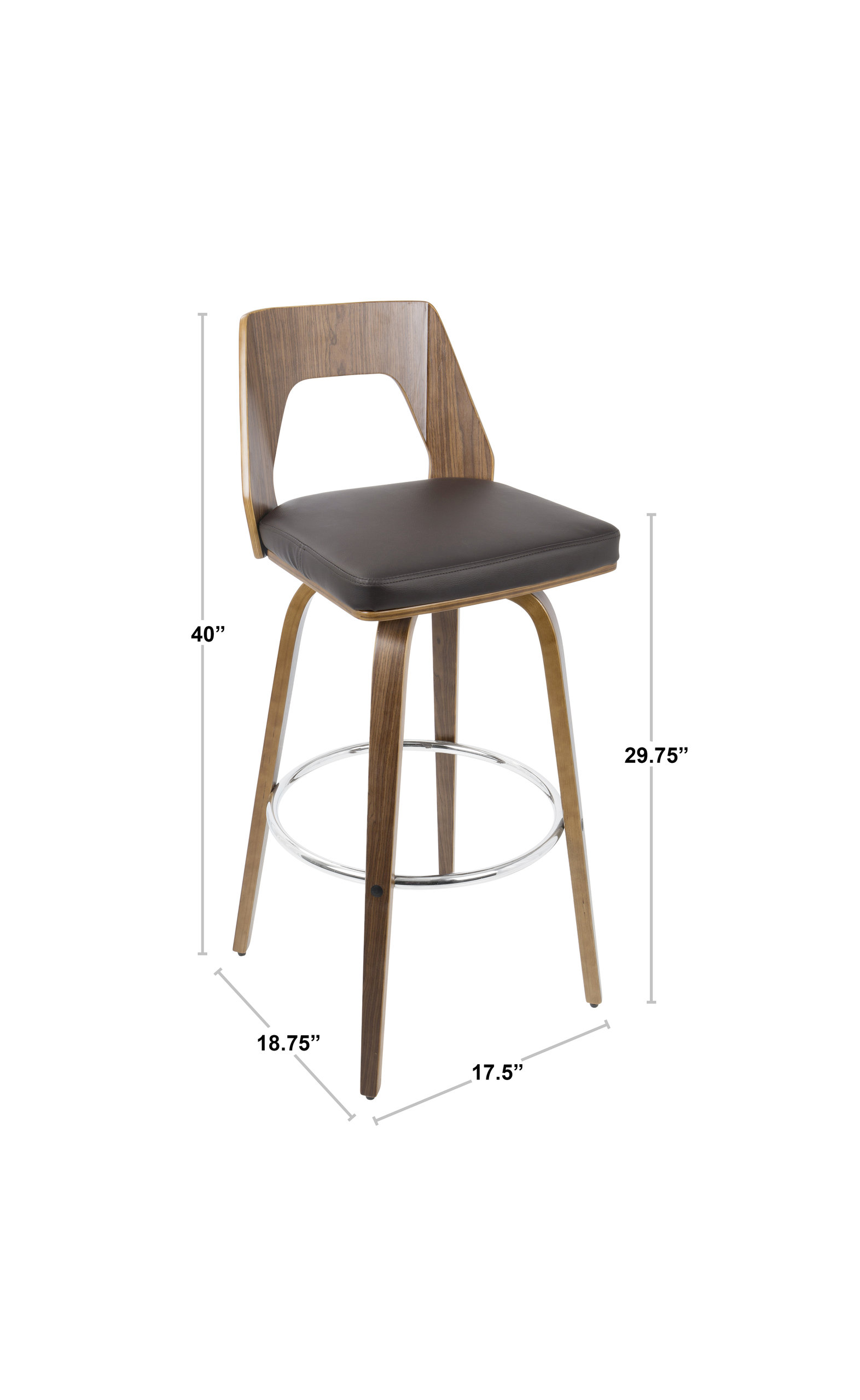 LumiSource Trilogy Barstool, Walnut and Orange, Set of 2