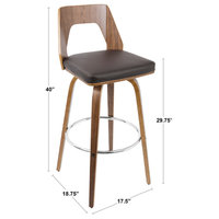 LumiSource Trilogy Barstool, Walnut and Orange, Set of 2
