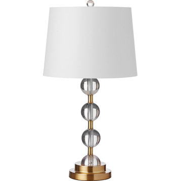 C182T Crystal Table Lamp - Clear, Aged Brass