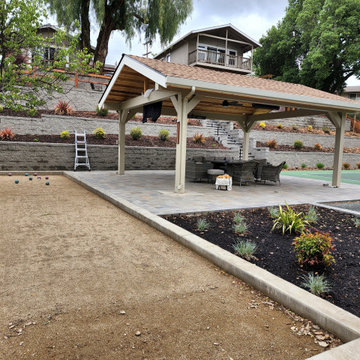 Pavillion, retainning wall, Bocce ball court and pickle ball court