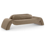 Meridian Furniture - Austin Upholstered Sofa, Taupe, Velvet, Sofa - Dare to be different with the Austin taupe velvet sofa. Its avant-garde design and luxurious velvet upholstery offer a truly unexpected seating experience. The sofa is a modern marvel that redefines comfort and style with its innovative design to create a truly unforgettable piece.