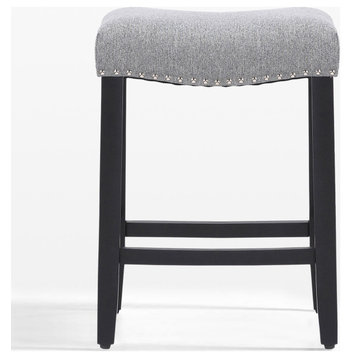 WestinTrends 24" Upholstered Saddle Seat Counter Height Barstool, Backless Stool, Gray