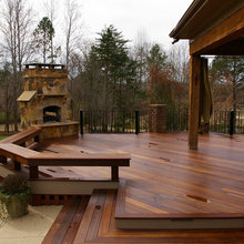Decks pools fireplaces