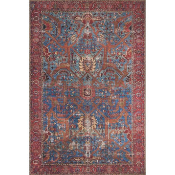 Blue Red Loren LQ-10 Printed Area Rug by Loloi, 5'0"x7'6"