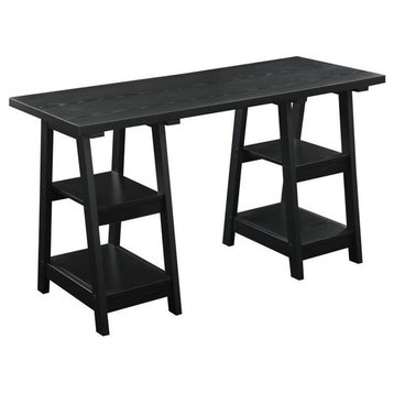 Scranton & Co Transitional Wood Double Trestle Desk in Black