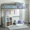Twin Metal Loft Bed, Silver