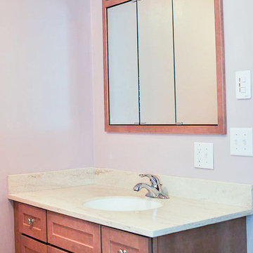 Traditional Handicap accessible bath remodelw/brownstain vanity&medicine cabinet