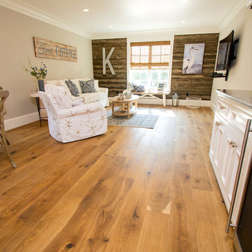 Quaint Kitchen & Living Room with Sierra Wide Planking Flooring by Sawyer Mason