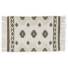 Brown And Green Printed Off-White Hand-Loomed Shag Rug 2x3 ft.