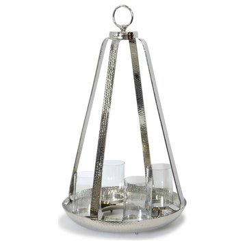 Asha Aluminum And Clear Glass Four Light Dome Candle Holder Stand Large