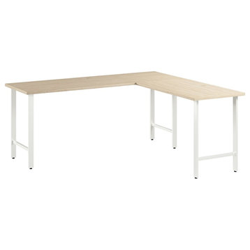 Pemberly Row 72W x 24D L Shaped Computer Desk in Natural Elm - Engineered Wood