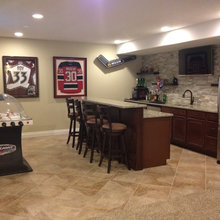 Man cave hockey bar