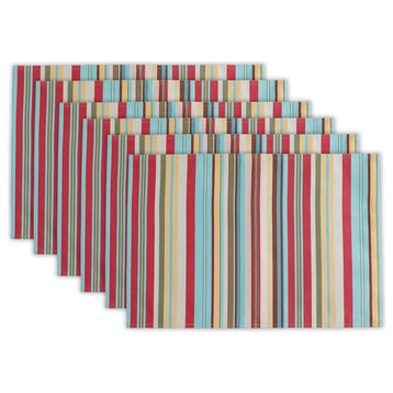 DII Summer Stripe Polyester Placemat, Set of 6
