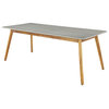 Rectangular Concrete Outdoor Dining Table w/ Wooden Mid-Century Legs