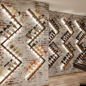 Basement Wine Cellar Wall and Under-Stair Kids' Playhouse