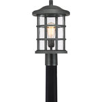 Quoizel - Quoizel CSE9010EK Crusade 1 Light Outdoor Lantern - Earth Black - Inspired by Craftsman design, the Crusade Outdoor Series is clean and classic. Encased in the crisscrossed bands, the clear seedy glass emits plenty of light. The fixture body is created using a composite material suitable for extreme temperatures and is resistant to fading. It is a wonderful addition to the Coastal Armour Collection. Available in Mystic Black and Palladian Bronze finishes. (Please note that the vintage bulbs are not included but are available for purchase.)