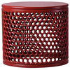 Oval Wooden Jali Table, Red, Hex