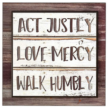 Plaque Stack Act Justly Mic 6:8, 12"x12"