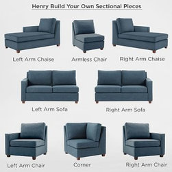 West Elm - Henry, Right Arm Loveseat, Pebble Weave, Aegean Blue - Sofas And Sectionals