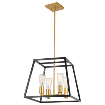 Artika Carter Square Chandelier 15 inch (without bulbs), Black and Gold