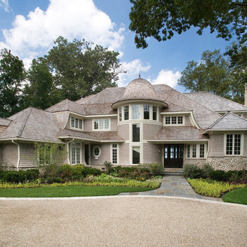 Cape Cod Stone and Shingle Style House with Bluestone front walk