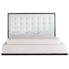 Ludlow Modern Wenge Platform Bed in White Leather