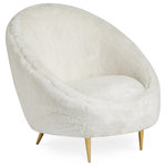 Jonathan Adler - Ether Chair, Shearling - Our sleek Ether Chair packs a powerful punch. The minimalist gesture of the capsule-inspired silhouette provides surprising comfort, while gleaming brass stiletto legs add lift and polish fit for a formal parlor. Elegant and exceptionally hardworking velvet finishes off the fabulousness, or create a haute hygge moment with super-luxurious shearling.