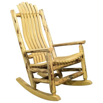 Montana Woodworks Handcrafted 19" Transitional Wood Adult Log Rocker in Gold