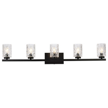 Cassie 5 Lights Bath Sconce In Black With Clear Shade