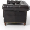 95.5" Prudenzia Sofa Top grain Leather Oak Iron Rider Black (osb) Antique Brass